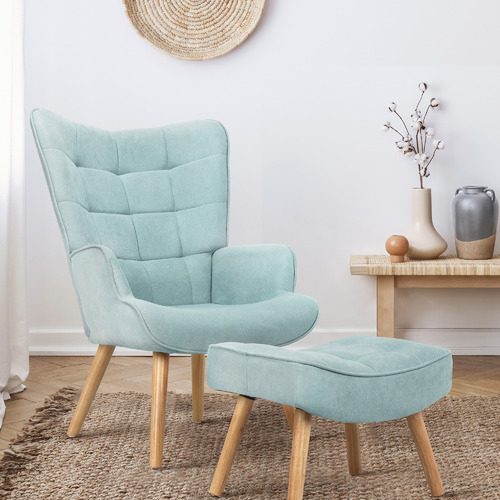 Accent chair with online nesting ottoman